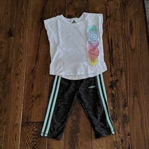 EUC Adidas 3T Capri and T shirt outfit